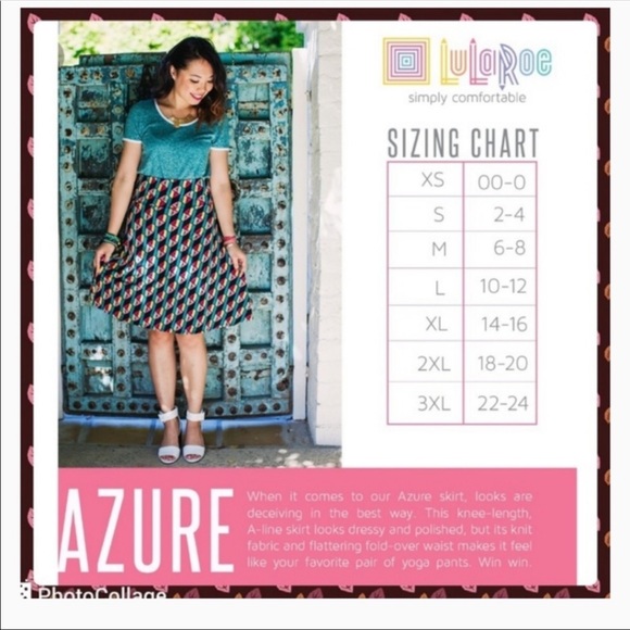 LuLaRoe Geometric Diamond Print Azure Skirt - Picture 7 of 8